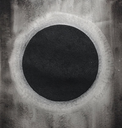Black halo - paper, guashe, graphite, black structural paste