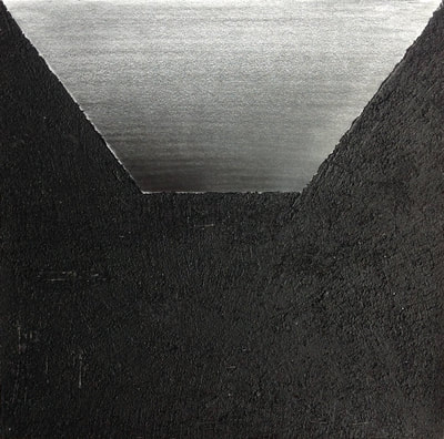 Negative Mastaba - 30cm x 30cm paper, graphite, black structural paste
